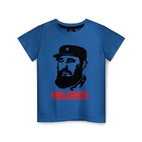 Детская футболка хлопок с принтом Фидель Кастро в Курске, 100% хлопок | круглый вырез горловины, полуприлегающий силуэт, длина до линии бедер | Тематика изображения на принте: 