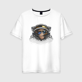 Женская футболка хлопок Oversize с принтом Обезьяна астронавт в Курске, 100% хлопок | свободный крой, круглый ворот, спущенный рукав, длина до линии бедер
 | астронавт | космонавт | космос | обезьяна | обезьяна арт | обезьяна рисунок
