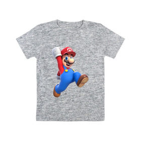 Детская футболка хлопок с принтом Super Mario в Курске, 100% хлопок | круглый вырез горловины, полуприлегающий силуэт, длина до линии бедер | 