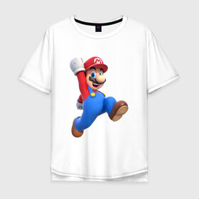 Мужская футболка хлопок Oversize с принтом Super Mario в Курске, 100% хлопок | свободный крой, круглый ворот, “спинка” длиннее передней части | 