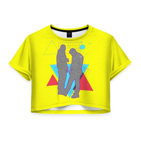 Женская футболка 3D укороченная с принтом HammAli Navai РЭПЕРЫ в Курске, 100% полиэстер | круглая горловина, длина футболки до линии талии, рукава с отворотами | Тематика изображения на принте: 