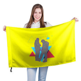 Флаг 3D с принтом HammAli Navai РЭПЕРЫ в Курске, 100% полиэстер | плотность ткани — 95 г/м2, размер — 67 х 109 см. Принт наносится с одной стороны | Тематика изображения на принте: 