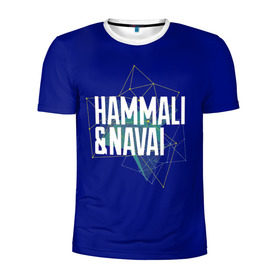 Мужская футболка 3D спортивная с принтом HammAli Navai blue в Курске, 100% полиэстер с улучшенными характеристиками | приталенный силуэт, круглая горловина, широкие плечи, сужается к линии бедра | 