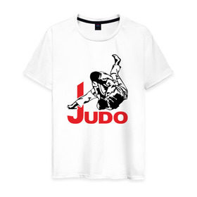Мужская футболка хлопок с принтом Дзюдо в Курске, 100% хлопок | прямой крой, круглый вырез горловины, длина до линии бедер, слегка спущенное плечо. | boxing | champion | fight | fist | japan | judo | jujutsu | kick | ring | sport | бой | дзюдзюцу | дзюдо | кулак | ринг | спорт | удар | чемпион | япония