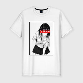 Мужская футболка премиум с принтом SENPAI в Курске, 92% хлопок, 8% лайкра | приталенный силуэт, круглый вырез ворота, длина до линии бедра, короткий рукав | ahegao | anime | senpai | аниме | ахегао | культура | сенпай | тренд