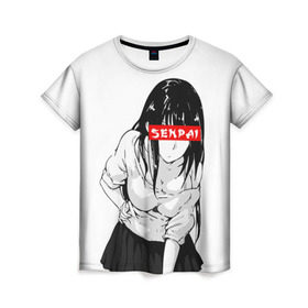 Женская футболка 3D с принтом SENPAI в Курске, 100% полиэфир ( синтетическое хлопкоподобное полотно) | прямой крой, круглый вырез горловины, длина до линии бедер | ahegao | anime | senpai | аниме | ахегао | культура | сенпай | тренд