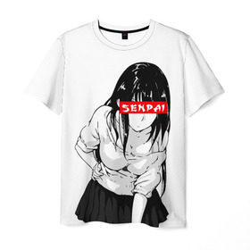 Мужская футболка 3D с принтом SENPAI в Курске, 100% полиэфир | прямой крой, круглый вырез горловины, длина до линии бедер | ahegao | anime | senpai | аниме | ахегао | культура | сенпай | тренд