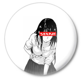 Значок с принтом SENPAI | СЕНПАЙ в Курске,  металл | круглая форма, металлическая застежка в виде булавки | ahegao | anime | senpai | аниме | ахегао | культура | сенпай | тренд
