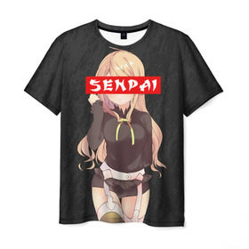 Мужская футболка 3D с принтом SENPAI (В ЦВЕТЕ) в Курске, 100% полиэфир | прямой крой, круглый вырез горловины, длина до линии бедер | ahegao | kawai | kowai | oppai | otaku | senpai | sugoi | waifu | yandere | ахегао | ковай | отаку | сенпай | яндере