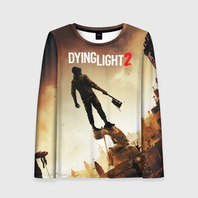 Женский лонгслив 3D с принтом Dying Light 2 в Курске, 100% полиэстер | длинные рукава, круглый вырез горловины, полуприлегающий силуэт | action | city | dying light | game | postapocalypse | sky | zombie | город | игра | персонаж | постапокалипсис