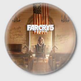 Значок с принтом Far Cry 5 в Курске,  металл | круглая форма, металлическая застежка в виде булавки | Тематика изображения на принте: 