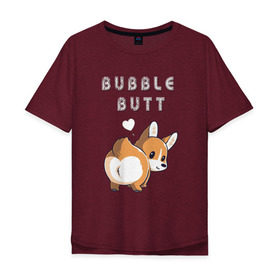 Мужская футболка хлопок Oversize с принтом Bubble butt в Курске, 100% хлопок | свободный крой, круглый ворот, “спинка” длиннее передней части | корги