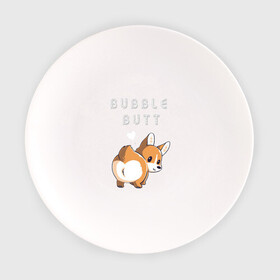 Тарелка с принтом Bubble butt в Курске, фарфор | диаметр - 210 мм
диаметр для нанесения принта - 120 мм | Тематика изображения на принте: корги