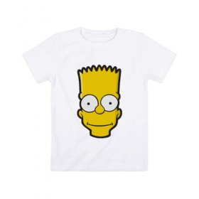 Детская футболка хлопок с принтом Барт в Курске, 100% хлопок | круглый вырез горловины, полуприлегающий силуэт, длина до линии бедер | барт | голова | мультфильмы | симпсоны