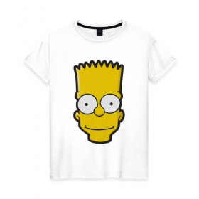 Женская футболка хлопок с принтом Барт в Курске, 100% хлопок | прямой крой, круглый вырез горловины, длина до линии бедер, слегка спущенное плечо | барт | голова | мультфильмы | симпсоны