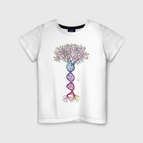Детская футболка хлопок с принтом Дерево жизни в Курске, 100% хлопок | круглый вырез горловины, полуприлегающий силуэт, длина до линии бедер | дерево | днк | жизнь
