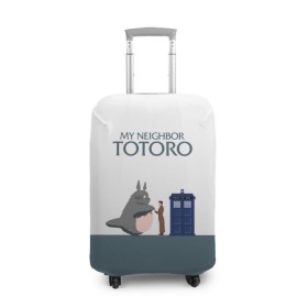 Чехол для чемодана 3D с принтом Мой сосед Тоторо в Курске, 86% полиэфир, 14% спандекс | двустороннее нанесение принта, прорези для ручек и колес | 10 доктор | doctor who | my neighbor totoro | tardis | totoro | десятый доктор | доктор кто | тардис | тоторо