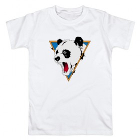 Мужская футболка хлопок с принтом Злая панда в Курске, 100% хлопок | прямой крой, круглый вырез горловины, длина до линии бедер, слегка спущенное плечо. | Тематика изображения на принте: злая панда | панда