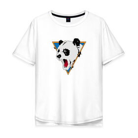 Мужская футболка хлопок Oversize с принтом Злая панда в Курске, 100% хлопок | свободный крой, круглый ворот, “спинка” длиннее передней части | Тематика изображения на принте: злая панда | панда