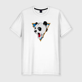 Мужская футболка премиум с принтом Злая панда в Курске, 92% хлопок, 8% лайкра | приталенный силуэт, круглый вырез ворота, длина до линии бедра, короткий рукав | Тематика изображения на принте: злая панда | панда