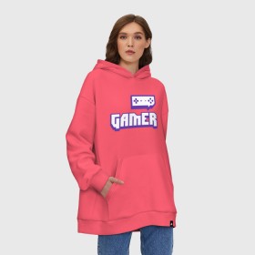 Худи SuperOversize хлопок с принтом Gamer (Twitch) в Курске, 70% хлопок, 30% полиэстер, мягкий начес внутри | карман-кенгуру, эластичная резинка на манжетах и по нижней кромке, двухслойный капюшон
 | game | gamer | twitch | игра | игрок | стрим | твич