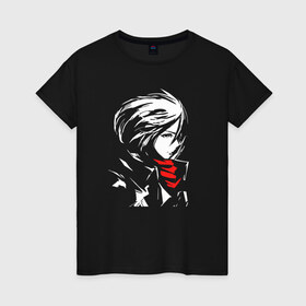 Женская футболка хлопок с принтом Микаса в Курске, 100% хлопок | прямой крой, круглый вырез горловины, длина до линии бедер, слегка спущенное плечо | attack on titan | атака на титанов | вторжение гигантов | микаса аккерман