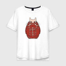 Мужская футболка хлопок Oversize с принтом Атака титанов в Курске, 100% хлопок | свободный крой, круглый ворот, “спинка” длиннее передней части | attack on titan | атака на титанов | колосс | титан | тоторо