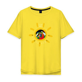 Мужская футболка хлопок Oversize с принтом Недокасаемость солнце в Курске, 100% хлопок | свободный крой, круглый ворот, “спинка” длиннее передней части | анастасия иванова | гречка | люби меня люби | недокасаемость | подростки