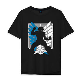 Мужская футболка хлопок Oversize с принтом ADVANCED LEGION в Курске, 100% хлопок | свободный крой, круглый ворот, “спинка” длиннее передней части | anime | attack on titan | аниме | атака титанов