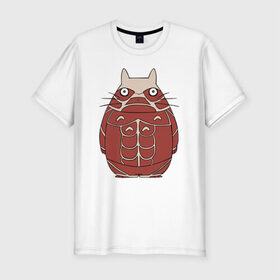 Мужская футболка премиум с принтом Attack on Totoro в Курске, 92% хлопок, 8% лайкра | приталенный силуэт, круглый вырез ворота, длина до линии бедра, короткий рукав | anime | attack on titan | totoro | аниме | атака титанов | тоторо
