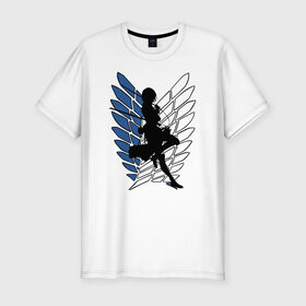 Мужская футболка премиум с принтом Mikasa в Курске, 92% хлопок, 8% лайкра | приталенный силуэт, круглый вырез ворота, длина до линии бедра, короткий рукав | anime | attack on titan | аниме | атака титанов