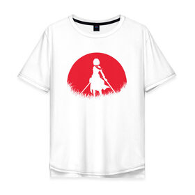 Мужская футболка хлопок Oversize с принтом Red Moon Surveyor в Курске, 100% хлопок | свободный крой, круглый ворот, “спинка” длиннее передней части | anime | attack on titan | аниме | атака титанов