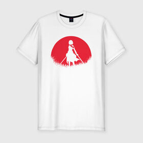 Мужская футболка премиум с принтом Red Moon Surveyor в Курске, 92% хлопок, 8% лайкра | приталенный силуэт, круглый вырез ворота, длина до линии бедра, короткий рукав | anime | attack on titan | аниме | атака титанов