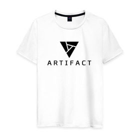 Мужская футболка хлопок с принтом ARTIFACT DOTA 2 CARD GAME LOGO в Курске, 100% хлопок | прямой крой, круглый вырез горловины, длина до линии бедер, слегка спущенное плечо. | Тематика изображения на принте: 