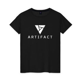 Женская футболка хлопок с принтом ARTIFACT DOTA 2 CARD GAME LOGO в Курске, 100% хлопок | прямой крой, круглый вырез горловины, длина до линии бедер, слегка спущенное плечо | 