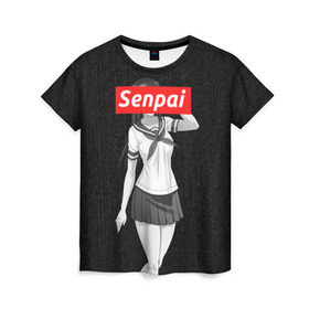 Женская футболка 3D с принтом СЕНПАЙ - SENPAI в Курске, 100% полиэфир ( синтетическое хлопкоподобное полотно) | прямой крой, круглый вырез горловины, длина до линии бедер | ahegao | anime | kawai | kowai | otaku | senpai | sugoi | waifu | weeaboo | yandere | аниме | ахегао | вайфу | виабу | каваи | ковай | культура | отаку | сенпай | сугои | тренд | яндере