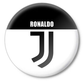 Значок с принтом Ronaldo Juventus в Курске,  металл | круглая форма, металлическая застежка в виде булавки | cr7 | cristiano ronaldo | football | juventus | криштиану роналду | роналдо | роналду | ювентус