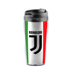 Термокружка-непроливайка с принтом Ronaldo Juventus Italy в Курске, внутренняя часть — пищевой пластик, наружная часть — прозрачный пластик, между ними — полиграфическая вставка с рисунком | объем — 350 мл, герметичная крышка | cr7 | cristiano ronaldo | football | juventus | криштиану роналду | роналдо | роналду | футбол | ювентус