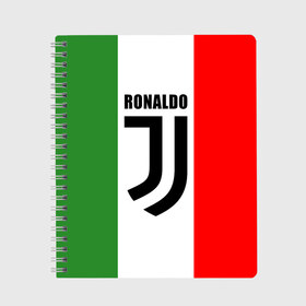 Тетрадь с принтом Ronaldo Juventus Italy в Курске, 100% бумага | 48 листов, плотность листов — 60 г/м2, плотность картонной обложки — 250 г/м2. Листы скреплены сбоку удобной пружинной спиралью. Уголки страниц и обложки скругленные. Цвет линий — светло-серый
 | cr7 | cristiano ronaldo | football | juventus | криштиану роналду | роналдо | роналду | футбол | ювентус