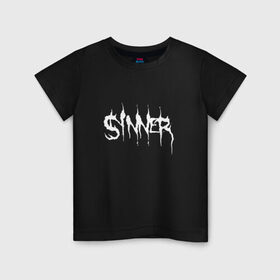 Детская футболка хлопок с принтом Sinner в Курске, 100% хлопок | круглый вырез горловины, полуприлегающий силуэт, длина до линии бедер | 