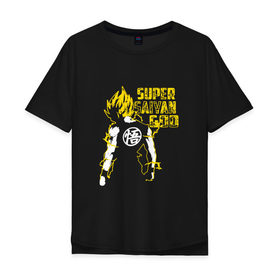 Мужская футболка хлопок Oversize с принтом SUPER SAIYAN GOD в Курске, 100% хлопок | свободный крой, круглый ворот, “спинка” длиннее передней части | Тематика изображения на принте: anime | goku | sugoi | super dragon ball | аниме | гоку