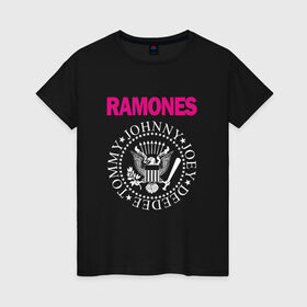 Женская футболка хлопок с принтом ramones в Курске, 100% хлопок | прямой крой, круглый вырез горловины, длина до линии бедер, слегка спущенное плечо | misfits | punk | ramones | панк | рок