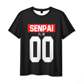 Мужская футболка 3D с принтом СЕНПАЙ - SENPAI в Курске, 100% полиэфир | прямой крой, круглый вырез горловины, длина до линии бедер | ahegao | anime | kawai | kowai | oppai | otaku | senpai | sugoi | waifu | weeaboo | yandere | аниме | ахегао | вайфу | виабу | каваи | ковай | культура | отаку | сенпай | сугои | тренд | яндере