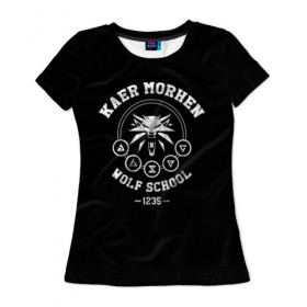 Женская футболка 3D с принтом Ведьмак в Курске, 100% полиэфир ( синтетическое хлопкоподобное полотно) | прямой крой, круглый вырез горловины, длина до линии бедер | witcher | ведьмак | волк