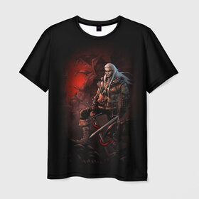 Мужская футболка 3D с принтом The Witcher в Курске, 100% полиэфир | прямой крой, круглый вырез горловины, длина до линии бедер | Тематика изображения на принте: witcher | ведьмак | геральт