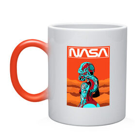 Кружка хамелеон с принтом NASA в Курске, керамика | меняет цвет при нагревании, емкость 330 мл | nasa | киберпанк | космос | марс