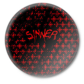 Значок с принтом FAR CRY 5 ГРЕШНИК в Курске,  металл | круглая форма, металлическая застежка в виде булавки | far cry | sinner