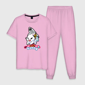 Мужская пижама хлопок с принтом Rocket bunny в Курске, 100% хлопок | брюки и футболка прямого кроя, без карманов, на брюках мягкая резинка на поясе и по низу штанин
 | 240sx | bunny | nissan | rocket | toyota | кролик | ниссан | тойота