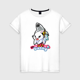 Женская футболка хлопок с принтом Rocket bunny в Курске, 100% хлопок | прямой крой, круглый вырез горловины, длина до линии бедер, слегка спущенное плечо | 240sx | bunny | nissan | rocket | toyota | кролик | ниссан | тойота