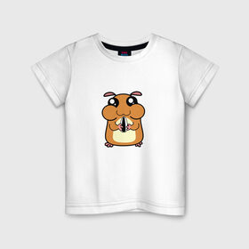Детская футболка хлопок с принтом Хомячок в Курске, 100% хлопок | круглый вырез горловины, полуприлегающий силуэт, длина до линии бедер | Тематика изображения на принте: арт | животные | милые | хомяк | хомячок | щекастик
